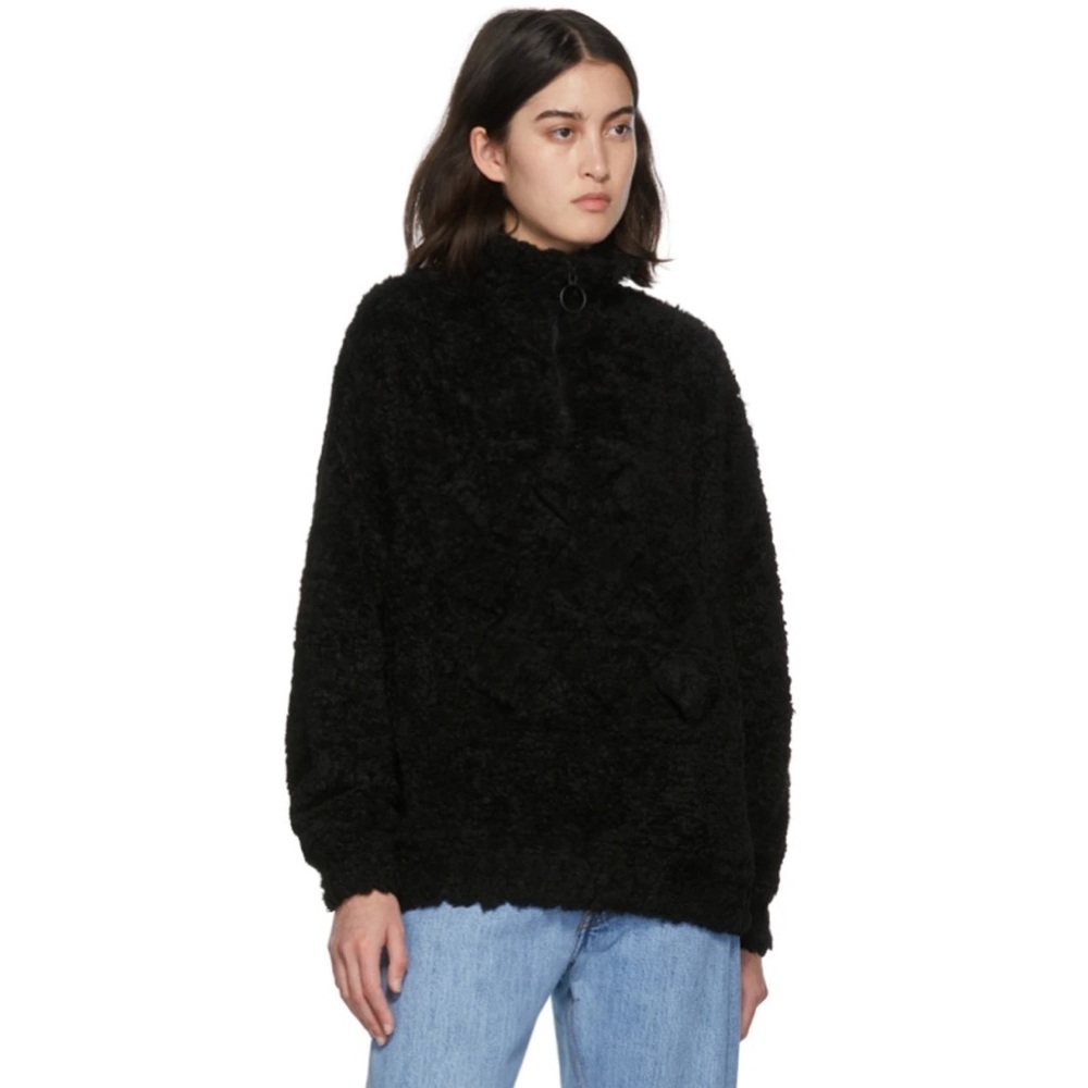 OPENING CEREMONY BLACK TEDDY ANORAK HALF ZIP SWEATER - MEDIUM